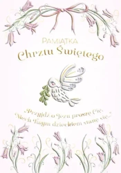 Karnet A5 Chrzest - Gołąbek w kwiatach dziewczynka - Henry