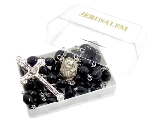 Różaniec jerozolimski w pudełku czarny - Art Sacrum