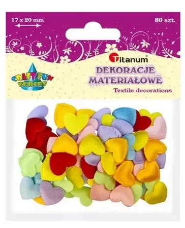 Aplikacje materiałowe serca 17x15mm mix 80szt - Titanum