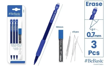 Ołówek automatyczny HB 0.7mm 3szt + rysiki - BeBasic