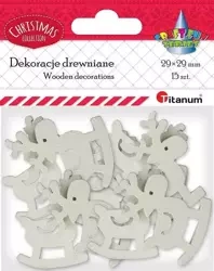 Drewniane renifery na biegunach ażurowe 15szt - Titanum