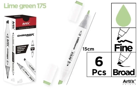 Marker Chromax z 2 końcówk. lime green 175 (6szt) - Artix