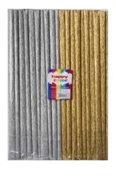 Bibuła marszczona 25x200cm mix złoty 10 rolek - GDD