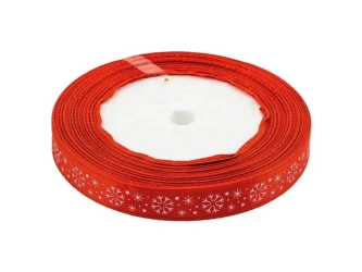 Wstążka satynowa z motywem świątecznym 12mmx22m - Brewis