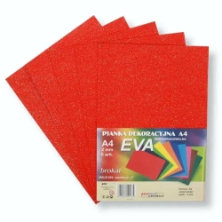 Pianka brokatowa A4 Eva czerwona biodegrad. 5szt - Penword