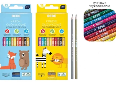Kredki ołówkowe z temperówką BB Kids 12 kol mix - INTERDRUK