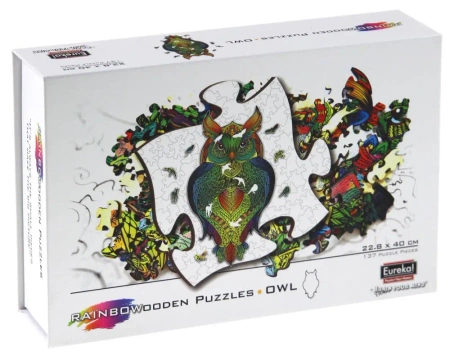 Puzzle 137 drewniane kolorowe Sowa - EUREKA 3D