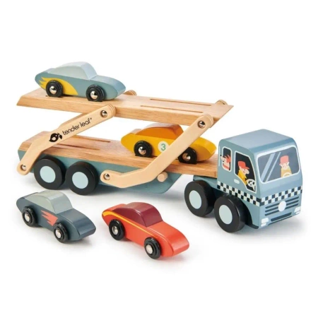 Laweta z samochodami drewniana - Tender Leaf Toys