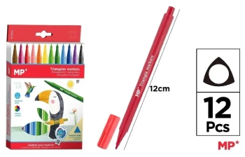 Flamastry szkolne trójkątne 12 kolorów - MP Main Paper