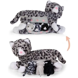 Mama kotek szary z 3 młodymi kotkami - Mamanimals