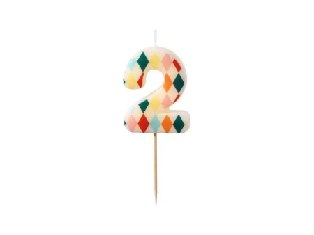 Świeczka urodzinowa 2 romby 5,5cm - PartyDeco