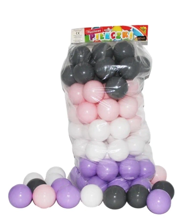 Piłeczki basenowe odcienie pastel. róż.70mm 80szt - Bączek