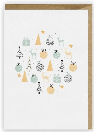 Kartka Boże Narodzenie Bombka, eko koperta K081 - Cardie