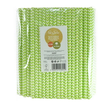 Słomki papierowe shake 8mm limonkowe 144szt - Arpex