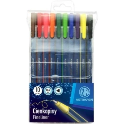 Cienkopisy trójkątne 0,4mm 10 kolorów ASTRA - ASTRA papiernicze