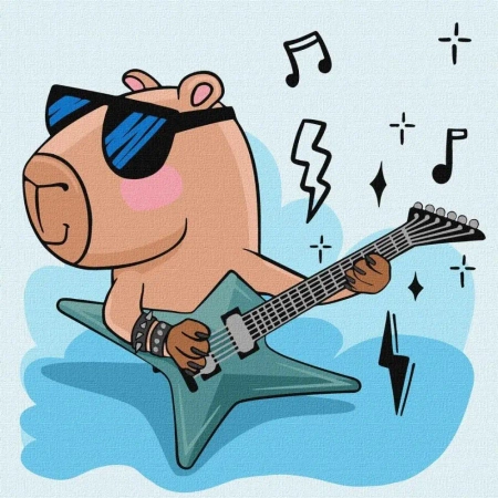 Malowanie po numerach - Kapibara gwiazda rocka - Ideyka
