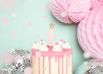 Świeczka urodzinowa 1 jasny różowy 9.5cm - PartyDeco