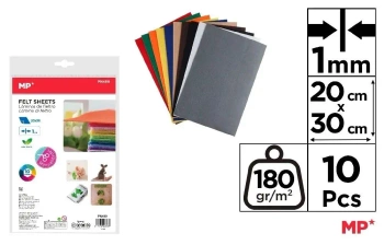 Filc dekoracyjny 20x30cm 180g 10 kolorów - MP Main Paper