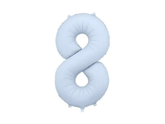 Balon foliowy cyfra 8 86cm mglisty niebieski - PartyDeco