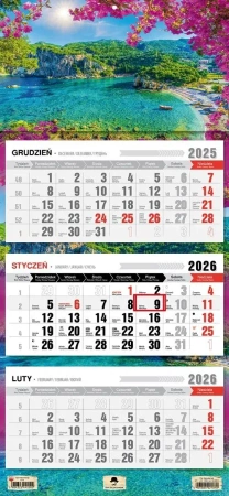 Kalendarz 2026 trójdzielny płaska główka Korfu - Pan Kalendarzyk