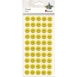 Naklejki wypukłe emotki 15mm żółte 50szt - Titanum