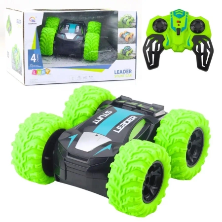 Samochód kaskaderski R/C obroty o 360 zielony - Leantoys