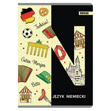 Zeszyt A5, 60 kartek w kratkę, Język niemiecki, metalizowana okładka