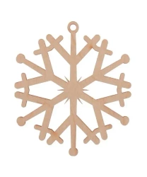 Bombka drewniana Śnieżynka 3szt naturalna - Cresco