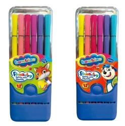 Flamastry w pudełku plastikowym 12 kolorów BAMBINO - ST-MAJEWSKI