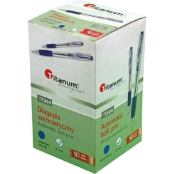 Długopis automat. z gripem 0,7mm niebieski (50szt) - Titanum