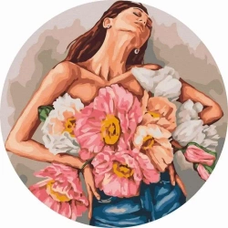 Malowanie po numerach okrągłe - Dziewczyna... 40cm - Twoje Hobby