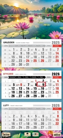 Kalendarz 2026 trójdzielny płaska główka jezioro - Pan Kalendarzyk