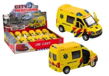 Ambulans karetka 1:32 światła dźwięk napęd żółta - Leantoys