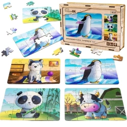 Puzzle drewniane 4w1 zwierzęta - PuzzleOK