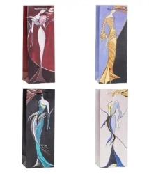 Torebka ozdobna na butelkę 12x35x9cm mix ROZETTE