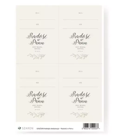 Naklejki dedykacyjne - Radość w Panu - Szaron