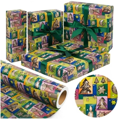Papier choinki Kolorowe Święta X-Strong 38cmx20m - PaperHit
