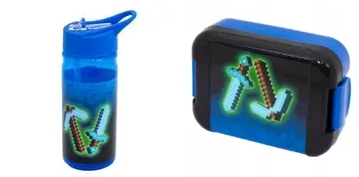 AQUA PURE BLUE PIXEL bidon 400 ml z rurką + śniadaniówka dla chłopca