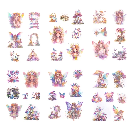 Naklejki połyskujące PET - Wróżki rainbow 6ark - Dalprint dpCraft