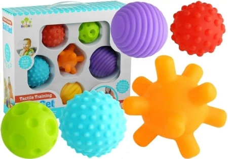 Piłeczki sensoryczne zestaw dla maluszka 6szt - Leantoys