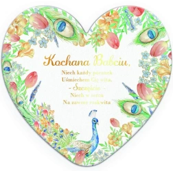 Laurka dwustronna Serce Babcia - Paw w tulipanach - Henry