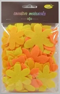 Kwiatki z filcu tonacja żółto-pomarańczowa 60szt - Galeria Hobby