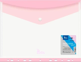 Koperta A4 PP na zatrzask perfor. różowa (6szt) - Tetis