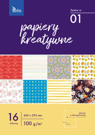 Papiery kreatywne zestaw 1 100g/m2 16 ark. - Tetis