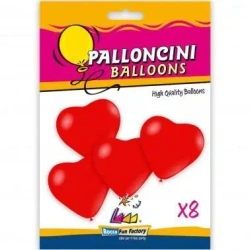 Balony serca czerwone 25cm 8szt - Super Power