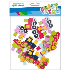 Ozdoba drewniana samoprzylepna lokomotywa 12szt - Craft with Fun