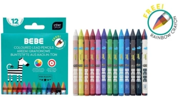 Kredki grafionowe 12 kolorów +1 Bebe Kids - INTERDRUK