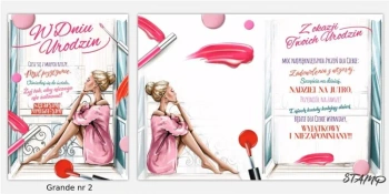 Karnet Grande + koperta wzór nr 02 Urodziny - Stamp