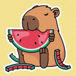 Malowanie po numerach -Kapibara i Chersoński arbuz - Ideyka