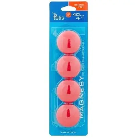 Magnesy do tablic czerwone gładkie 4szt. GM303-PC4 - Tetis